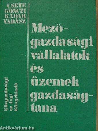 Mezőgazdasági vállalatok és üzemek gazdaságtana