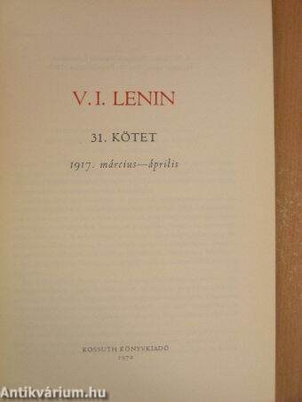 V. I. Lenin összes művei 31.