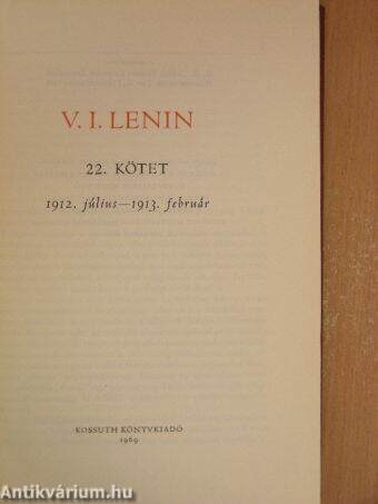 V. I. Lenin összes művei 22.