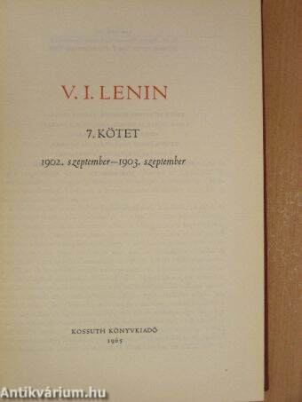 V. I. Lenin összes művei 7.