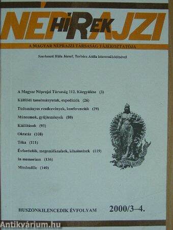 Néprajzi Hírek 2000/3-4.