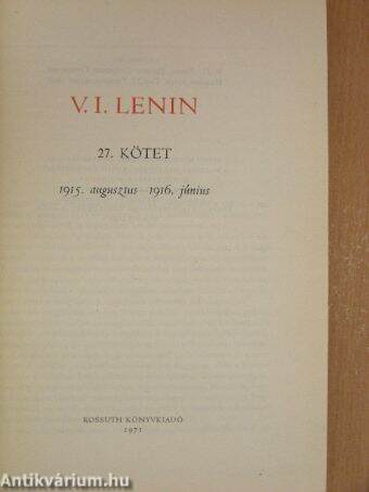 V. I. Lenin összes művei 27.