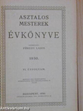 Asztalos mesterek évkönyve 1930.