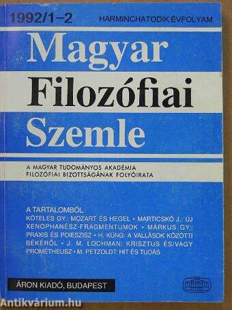 Magyar Filozófiai Szemle 1992/1-2.