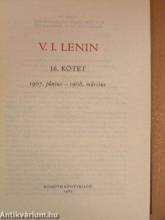 V. I. Lenin összes művei 16.