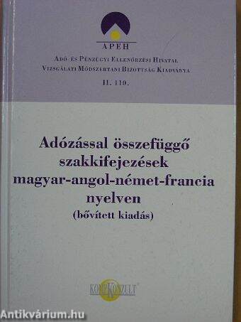 Adózással összefüggő szakkifejezések magyar-angol-német-francia nyelven