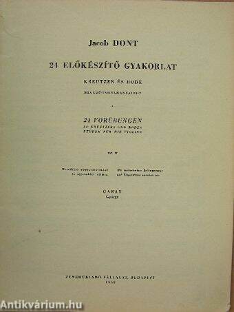 24 előkészítő gyakorlat Kreutzer és Rode hegedűtanulmányaihoz
