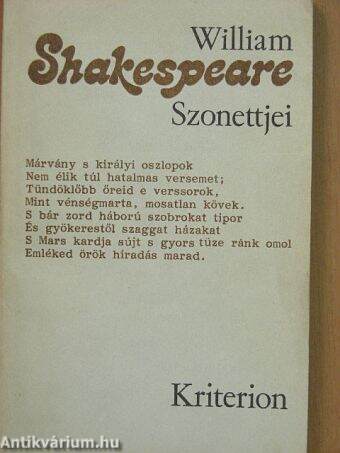 William Shakespeare Szonettjei