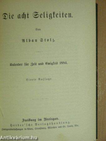 Die Nachtigall Gottes/Misericordia/Die vornehmste Kunst/Die acht Seligkeiten/Wer ist wie Gott?/Die Schule Gottes/Geister-, Stern- und Menschenwelt/Witterungen der Seele (gótbetűs)