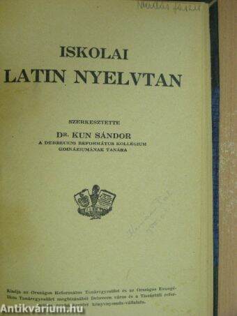 Iskolai latin nyelvtan