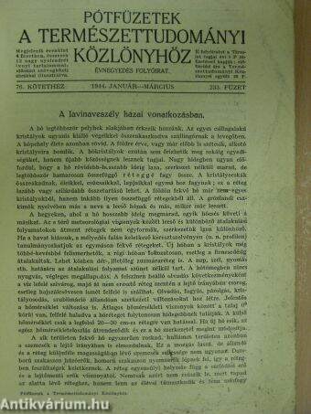 Pótfüzetek a Természettudományi Közlönyhöz 1944. január-március