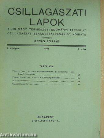 Csillagászati Lapok 1943/2.