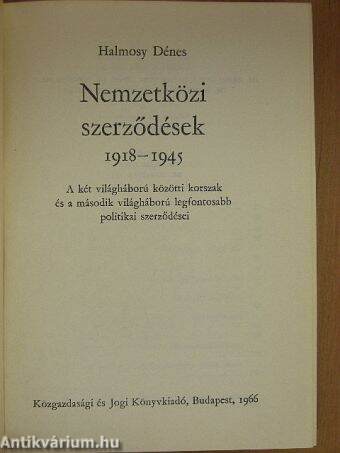 Nemzetközi szerződések 1918-1945