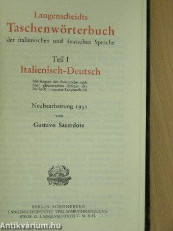 Langenscheidts Taschenwörterbuch der italienischen und deutschen Sprache I-II.