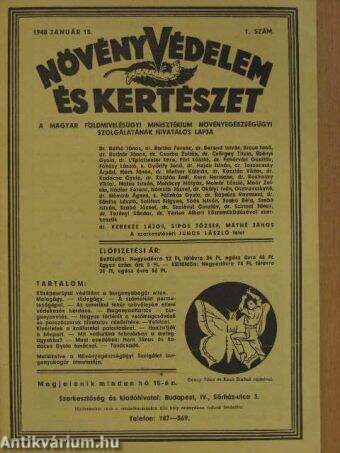 Növényvédelem és Kertészet 1948. január 15.