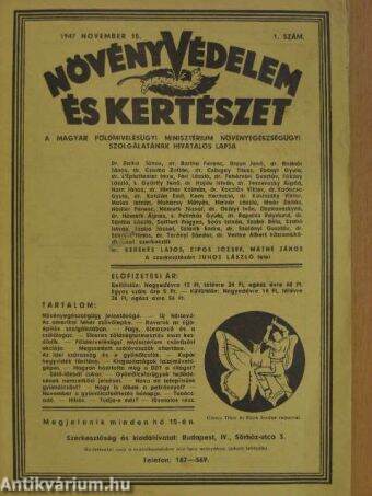 Növényvédelem és Kertészet 1947. november 15.
