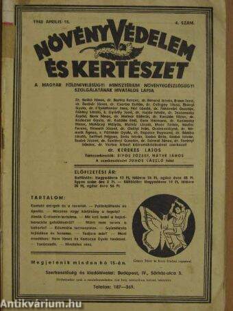 Növényvédelem és Kertészet 1948. április 15.