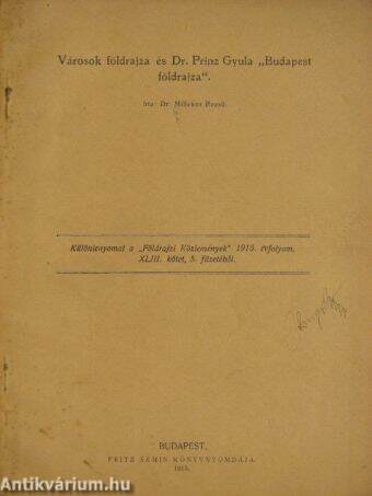Városok földrajza és Dr. Prinz Gyula "Budapest földrajza"