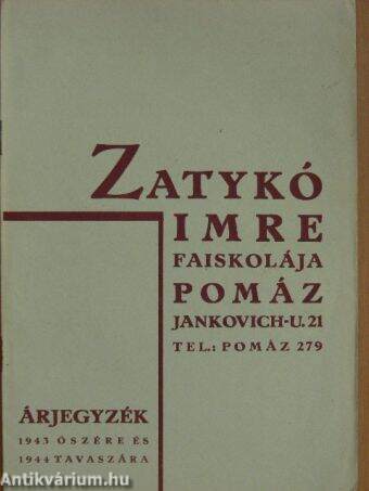 Árjegyzék 1943 őszére és 1944 tavaszára