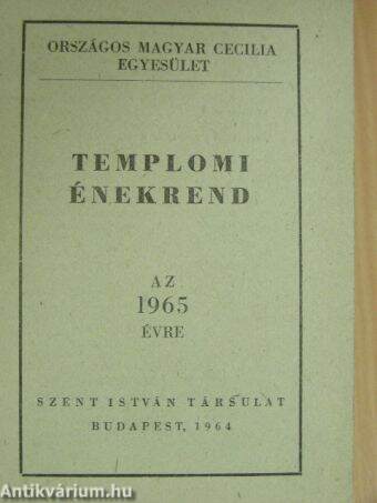 Templomi énekrend az 1965 évre