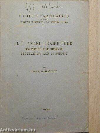 H. F. Amiel traducteur/Amiel H. F. mint műfordító