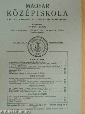 Magyar Középiskola 1939. január