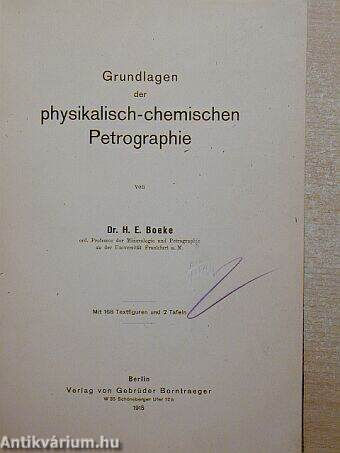 Grundlagen der physikalisch-chemischen Petrographie