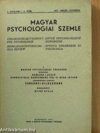 Magyar Psychologiai Szemle 1937. január-december