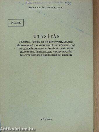 Magyar Államvasutak D. 1. sz. utasítás