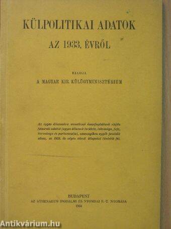 Külpolitikai adatok az 1933. évről