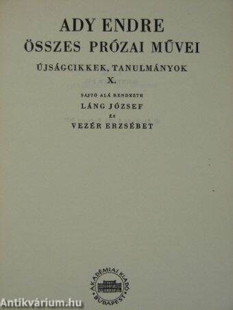 Ady Endre összes prózai művei X. (töredék)