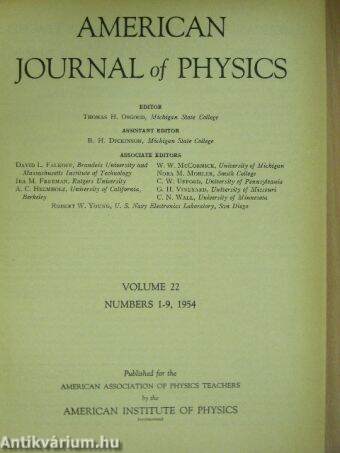 American Journal of Physics 1954 (nem teljes évfolyam)