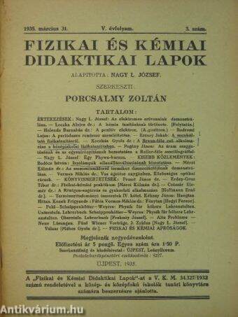 Fizikai és Kémiai Didaktikai Lapok 1935. március 31.