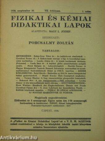 Fizikai és Kémiai Didaktikai Lapok 1936. szeptember 30.
