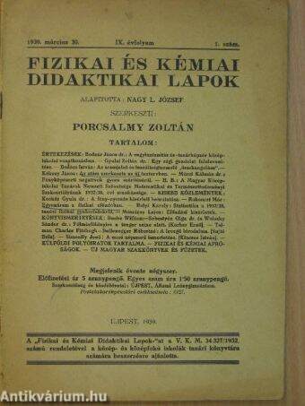 Fizikai és Kémiai Didaktikai Lapok 1939. március 30.
