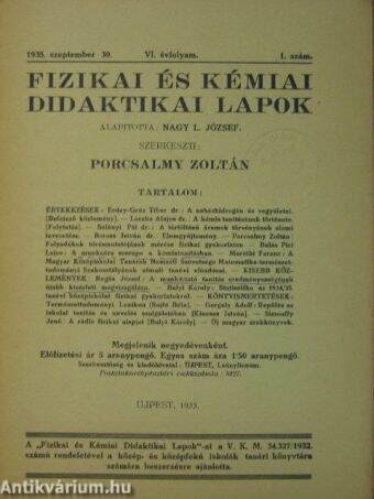 Fizikai és Kémiai Didaktikai Lapok 1935. szeptember 30.