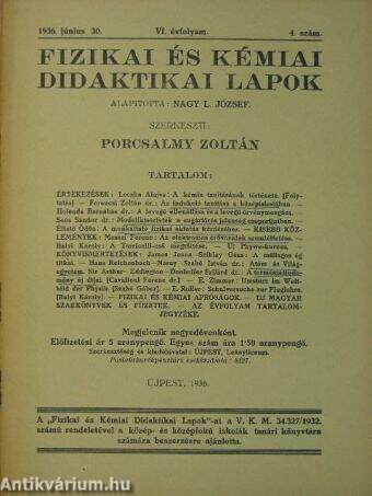 Fizikai és Kémiai Didaktikai Lapok 1936. június 30.