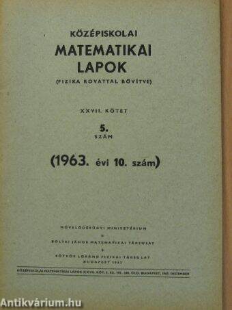 Középiskolai matematikai lapok 1963/10.