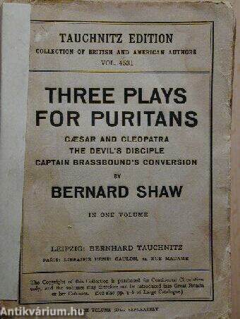 Three Plasy for Puritans