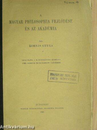 A magyar philosophia fejlődése és az akadémia