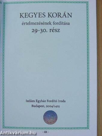 Kegyes Korán értelmezésének fordítása 29-30. rész