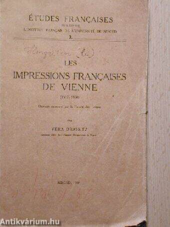Les impressions francaises de Vienne (1567-1850)