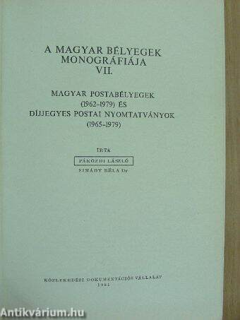 A magyar bélyegek monográfiája VII.