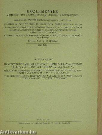 Homoktérszín mikroklimatikus hőmérséklet-változása különböző időjárási viszonyok alkalmával