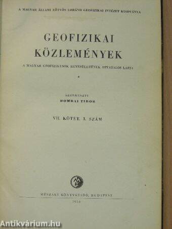 Geofizikai Közlemények 1958.