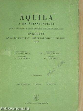 Aquila - A Magyar Madártani Intézet évkönyve 1958