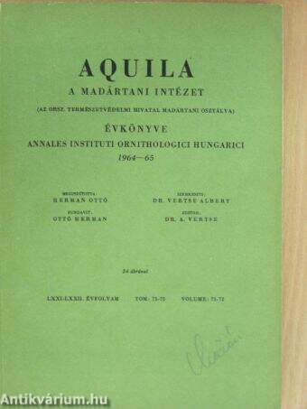 Aquila - A Magyar Madártani Intézet évkönyve 1964-65