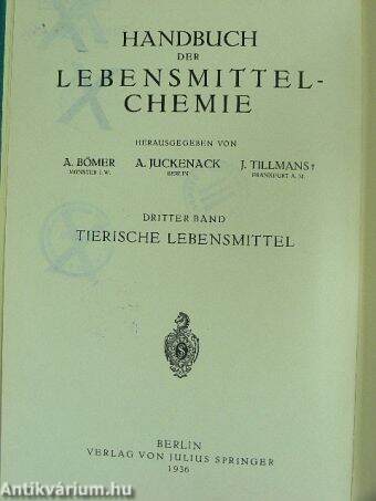 Handbuch der Lebensmittelchemie III.