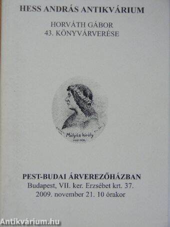 Hess András Antikvárium - Horváth Gábor 43. könyvárverése