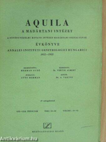 Aquila - A Magyar Madártani Intézet évkönyve 1952-1955